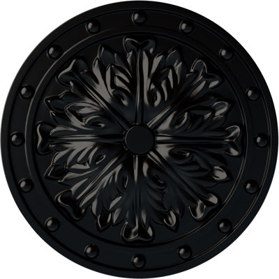 Endurathane Foster Acanthus Leaf Ceiling Medallion, 20 1/2"OD x 1 1/2"P (Fits Canopies up to 2 1/4"), Hand-Painted Jet Black Finish