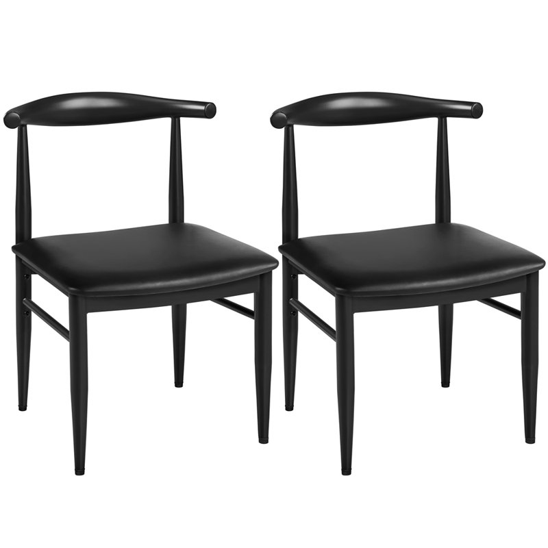 Albia Faux Leather Upholstered Metal Side Chair, Black