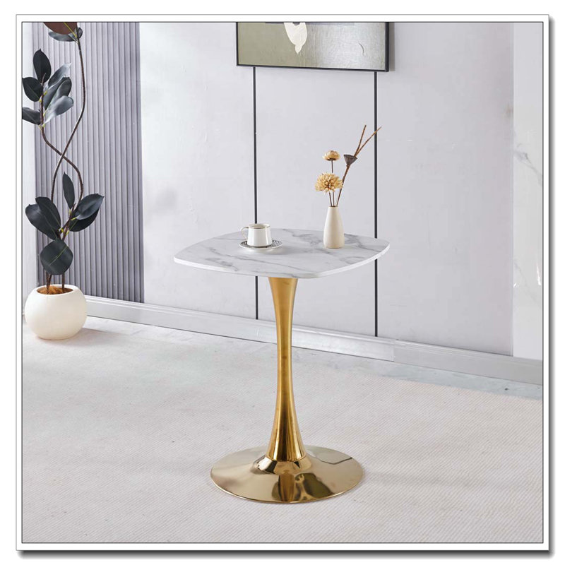 Table de salle à manger carrée Tulip, 28.93"H x 23.62"L x 23.62"W, Blanc