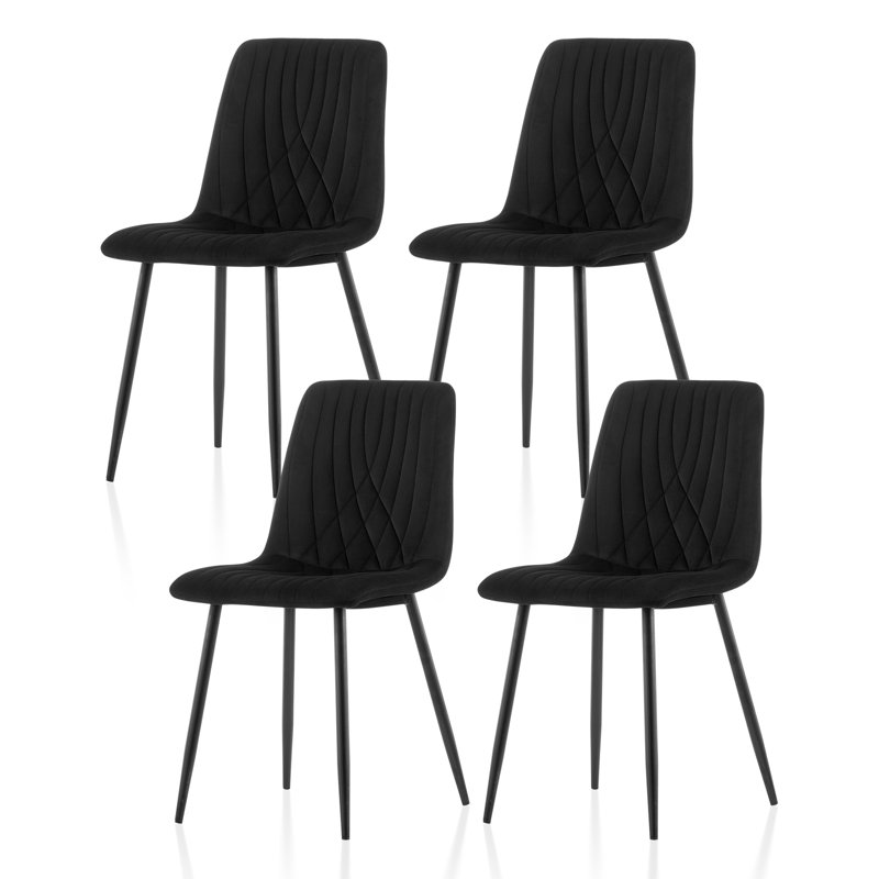 50cm H Velvet Upholstered Metal Side Chair, Black
