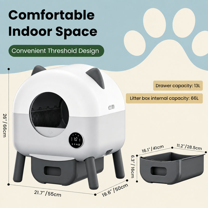Plastic Self-Cleaning Litter Box, Gray