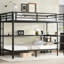 Lit superposé double au-dessus de simple avec lumières à DEL et rangement - cadre en métal noir, utilisation de l'espace 3D, arrangement sécuritaire pour lit double / simple, garde-corps, installation facile