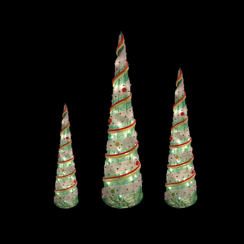 Ensemble de 3 décorations d'extérieur 39,5 po, Vert