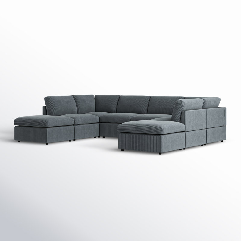 Arvill Corduroy U-Shaped Sectional, Dark Gray