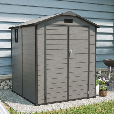 6x6ft Plastic Outdoor Storage Shed with Window and Floor