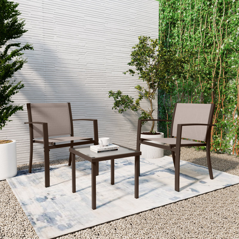 Faynell 2 - Person Patio Dining Set with Square Table, Brown
