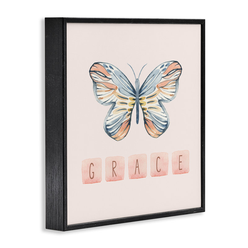 «Grace with Butterfly», estampe numérique encadrée par Blue Chair Blessing, H 12 po x l 12 po, Giclée encadrée noir minuit