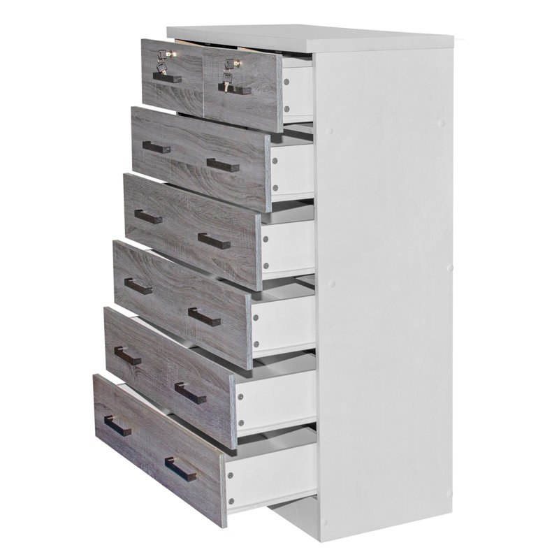 Maray 31.5'' W 7 - Drawer Dresser, White/Gray