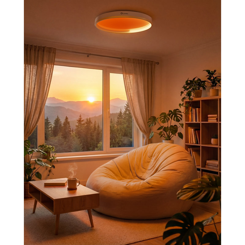 Lumary 16.5" Smart Natural Sky Ceiling Light, 1800K-12000K Circadian Rhythm Flush Mount Light with App & Voice & Remote Control Artificial Skylight