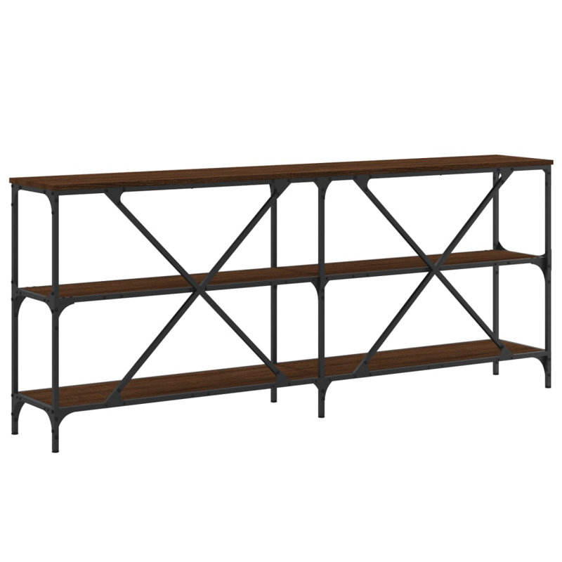 Console Table Engineered Wood And Iron, 29.5" H x 70.9" W x 11.8" D, Brown Oak
