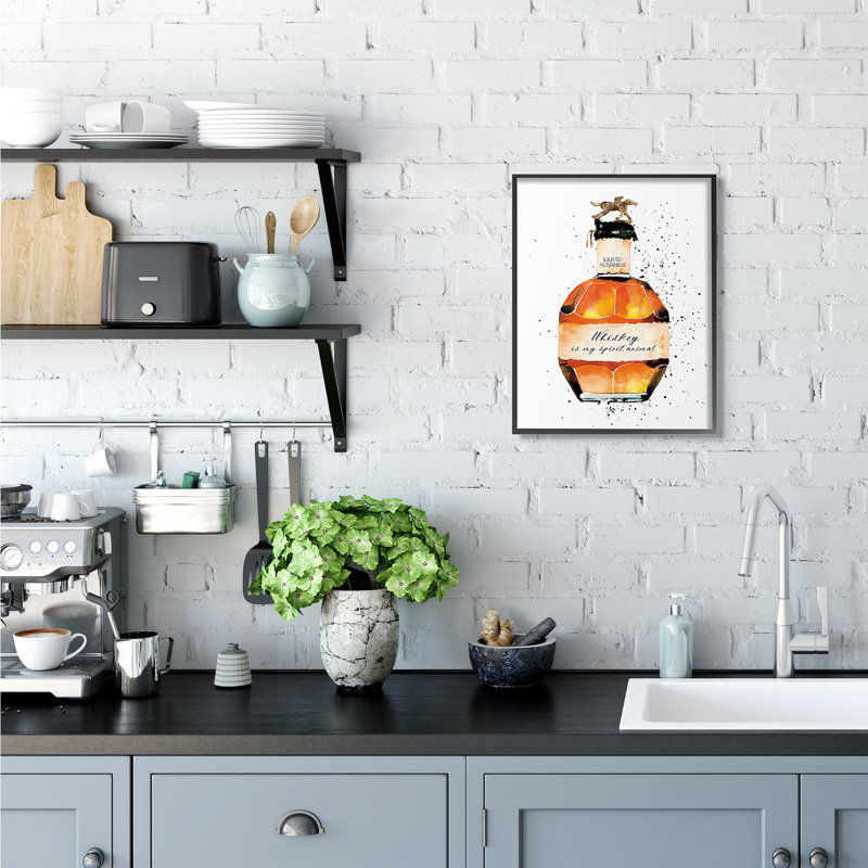 Whiskey Is My Spirit Animal Quote, H 20 po x l 16 po, Giclée encadrée noir minuit