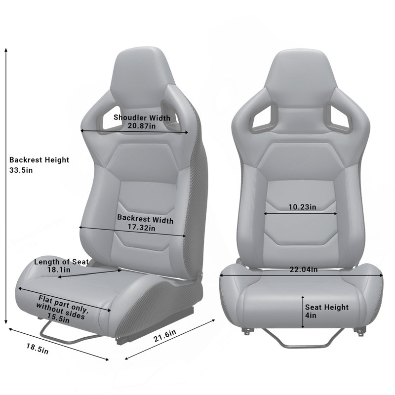 2PC Universal Bucket Racing Seats Stitch PVC Leather Reclinable Carbon Look Leather  With Adjustor Slider(Not Including Seat Bracket ) 1 Box Of 2 Pieces