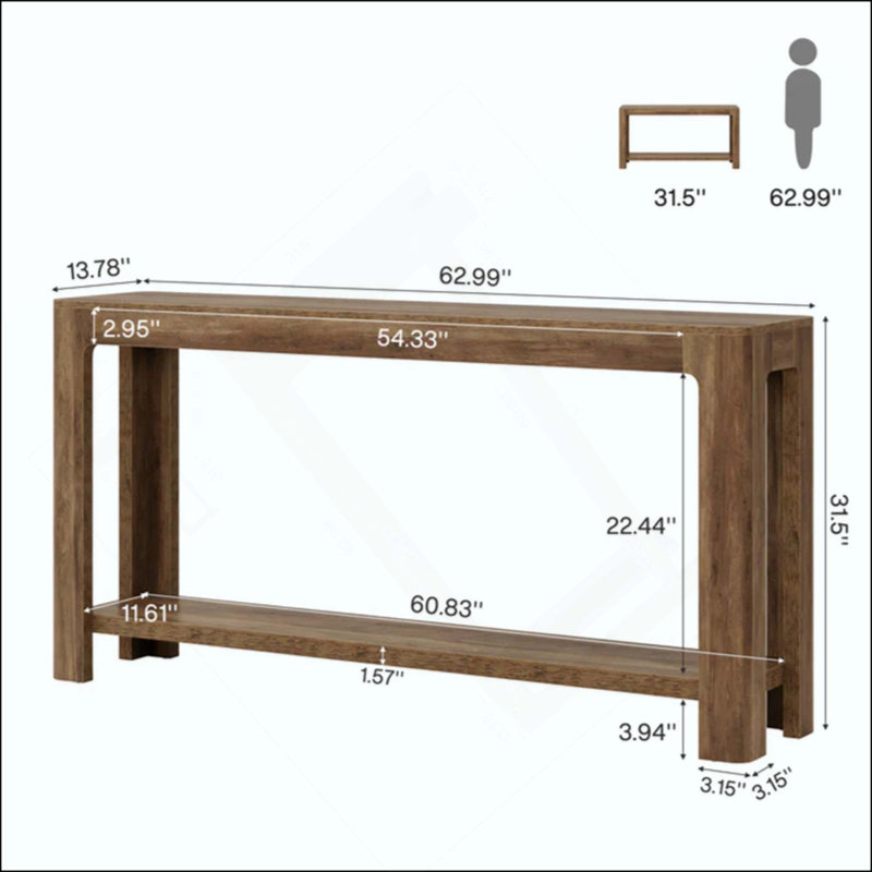 Table d'entrée compacte, console de style naturel, table de canapé