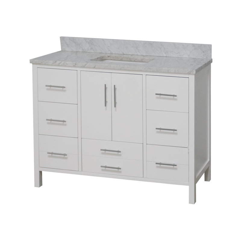 Ensemble de meuble-lavabo simple 48 po Kiara, Blanc, Marbre