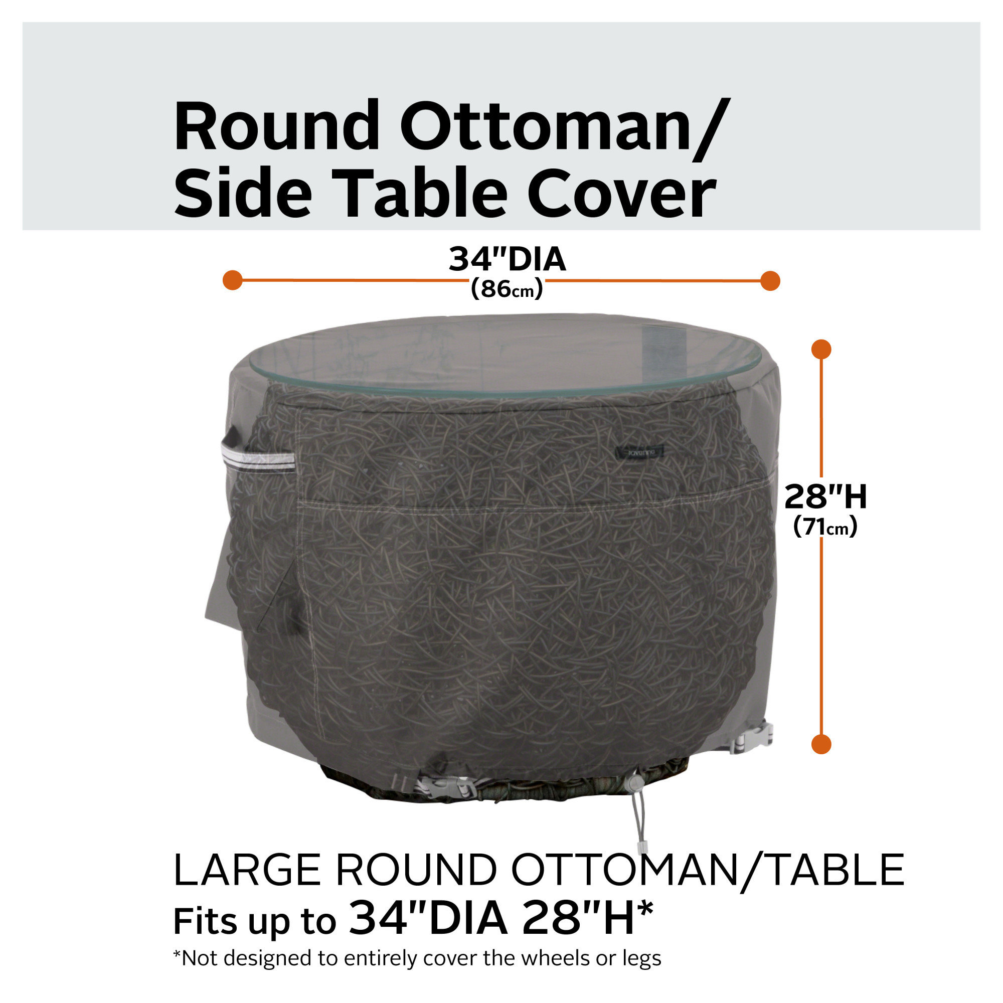 Jaylon Outdoor Patio Table Cover, 28" H x 34" W x 34" D