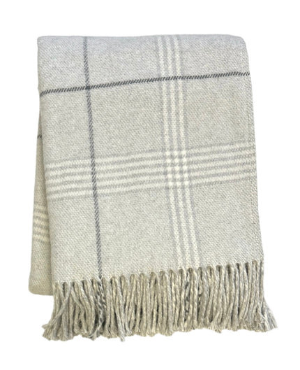 Jeté à carreaux Windowpane, Tissu écossais brun clair, L 67 po x l 50 po