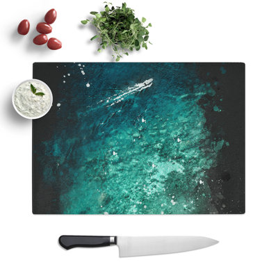 Boat Passing Capri in Italy Paint Splash Chopping Board