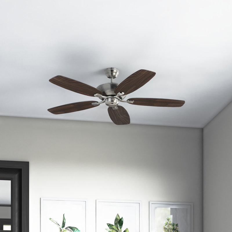 Jacobi 52'' Ceiling Fan with LED Lights, Brushed Steel with  Brown Blades