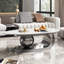 Table basse 49,2 pouces ovale en faux marbre pour salon avec base en acier inoxydable-1616743841