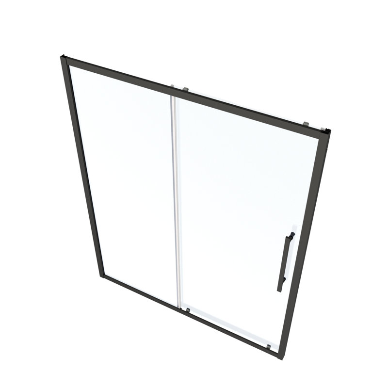 Porte de douche coulissante décorative noir mat moderne pour salle de bain