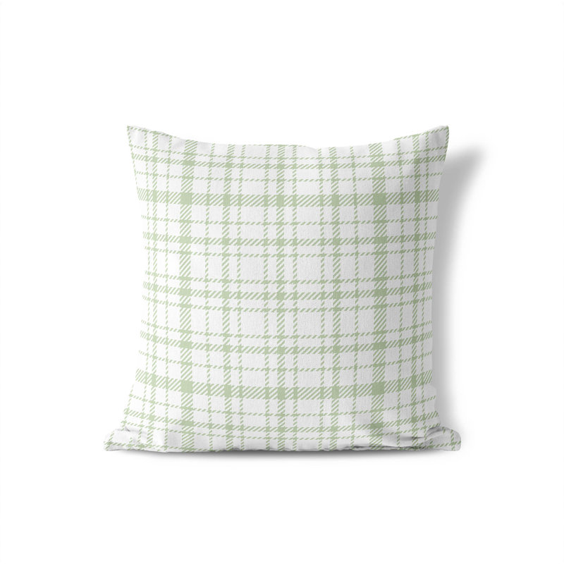 Coussin décoratif à carreaux Liz, Vert, H 26 po x l 26 po