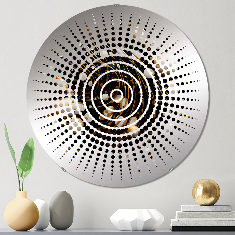 Miroir mural cercles de soleil dorés à pois, 31,4 po x 31,4 po