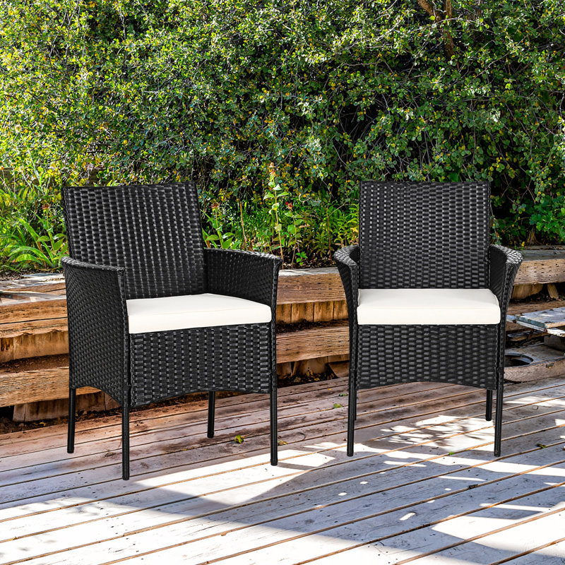 Chaise de patio avec coussins Vivelle, Noir