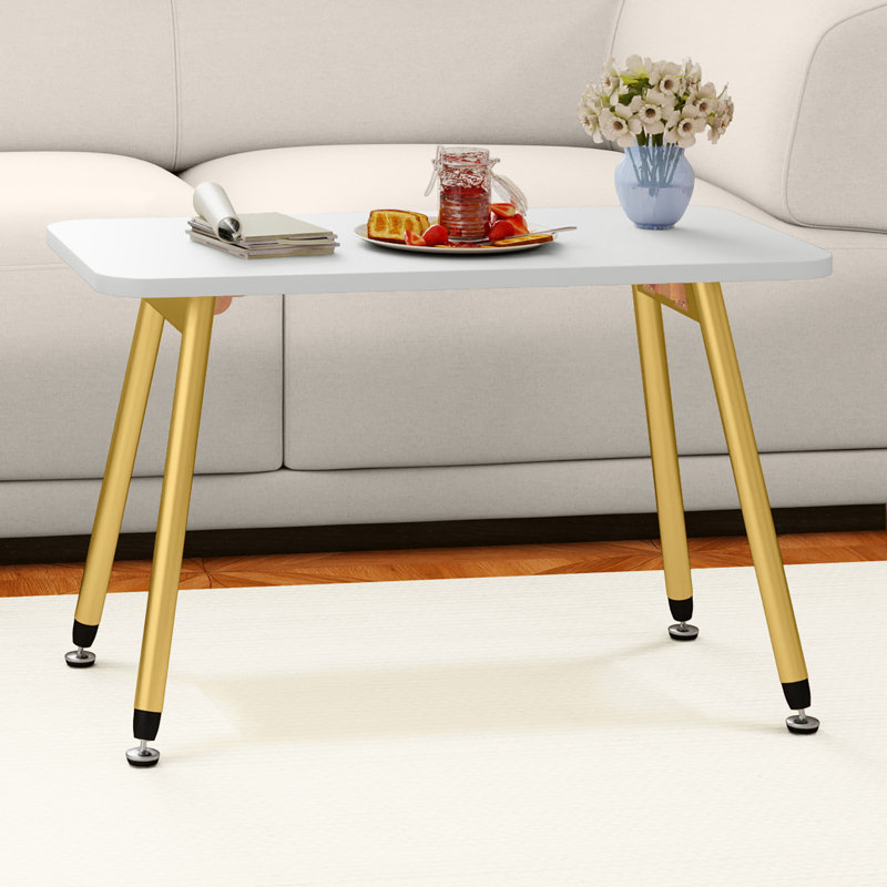 Four Leg Coffee Table, Gold, White