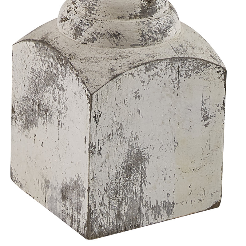 18'' H Wood Tabletop Candlestick, White