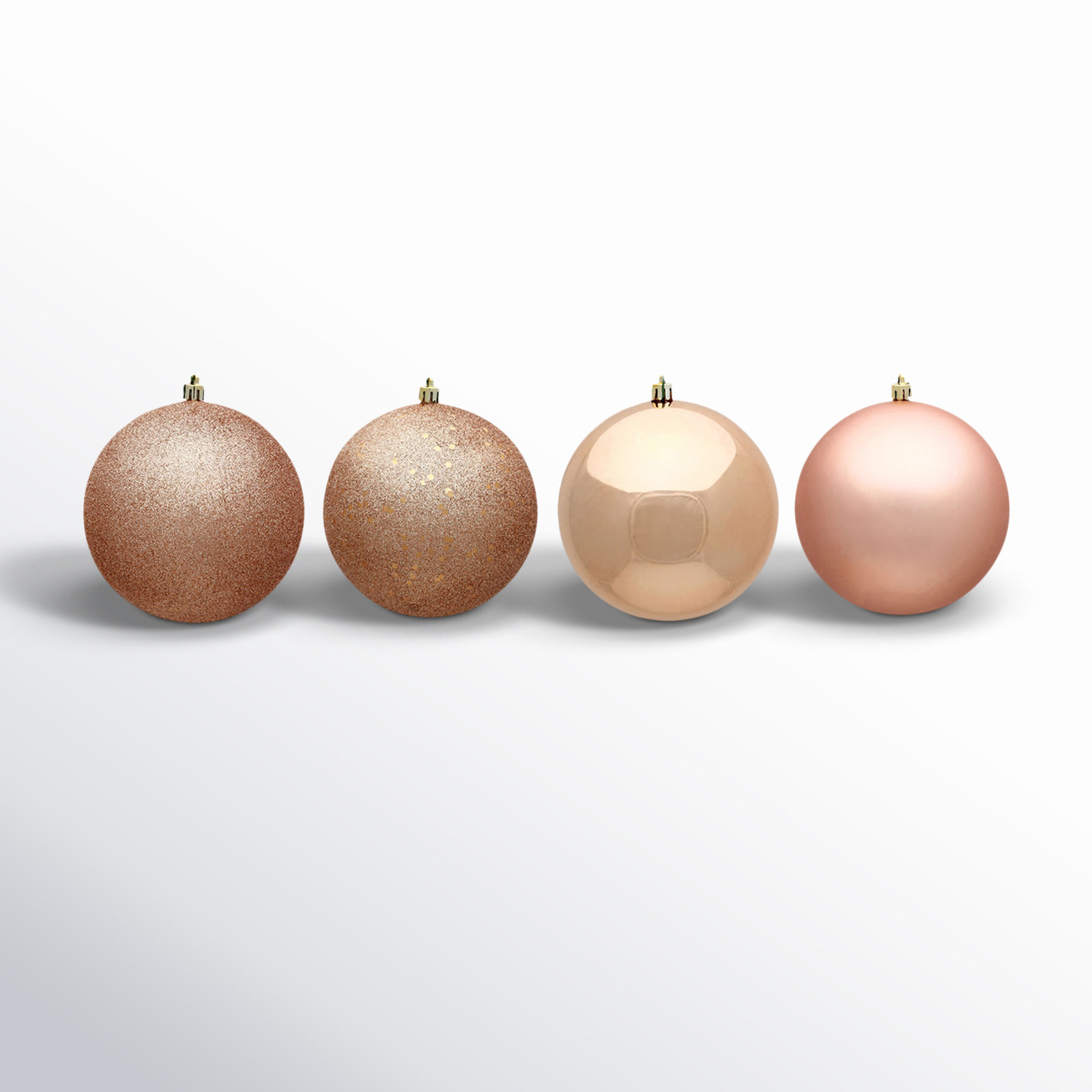 Holiday Décor Ball Ornament, 3" H x 3" W x 3" D, Rose Gold Glitter