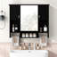 Armoire de rangement murale moderne 35 po x 28 po, armoire de salle de bain murale avec miroir, armoire à pharmacie avec barre à serviettes