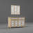 Natural MDF Sideboard Buffet With White Carved Doors And Drawers, Decorative Wall Panel Included
