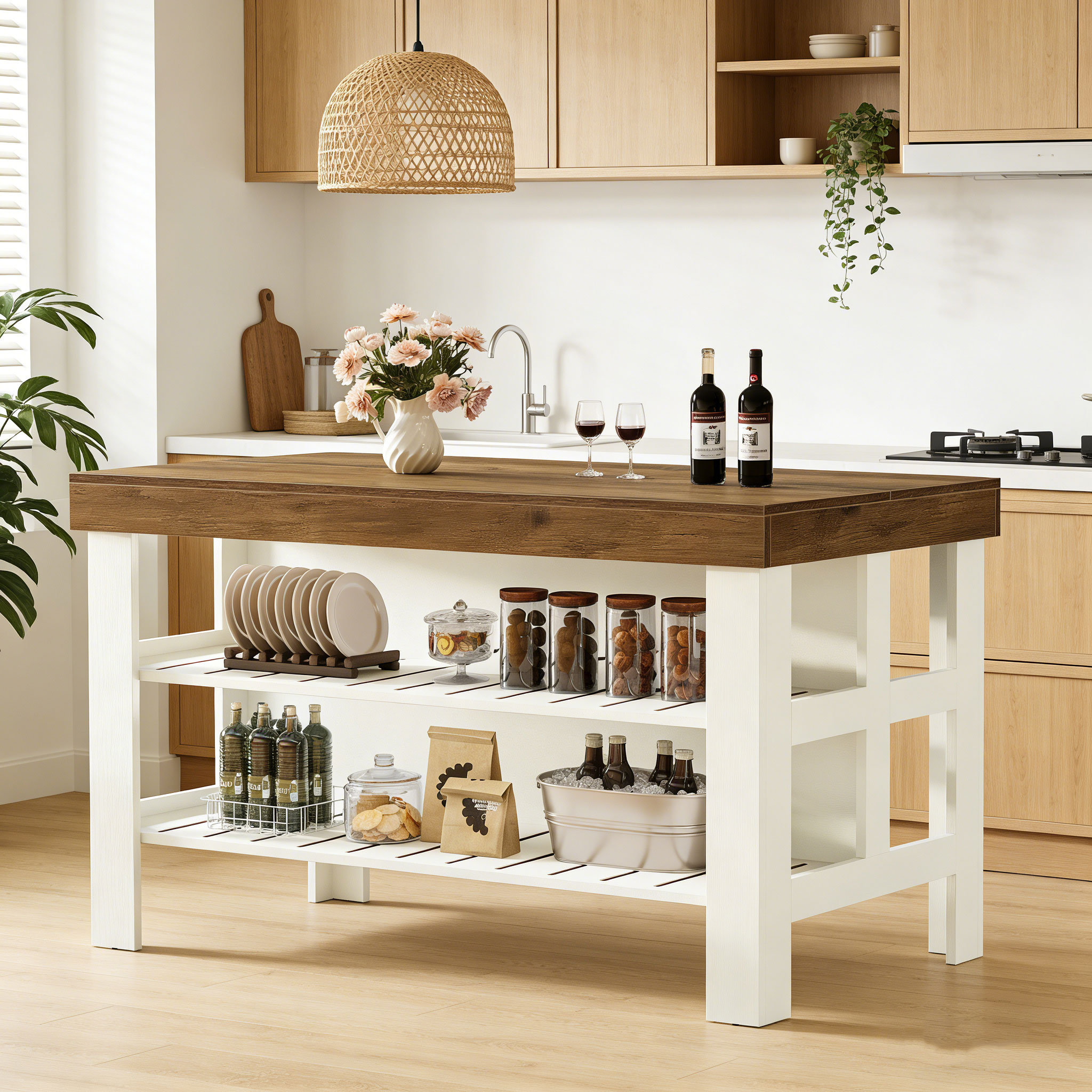 Gracie Oaks Crugers Kitchen Island