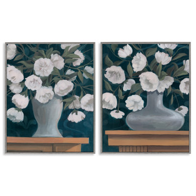  «Flower Vases on Table Top», ensemble de 2 giclées par Grace Popp