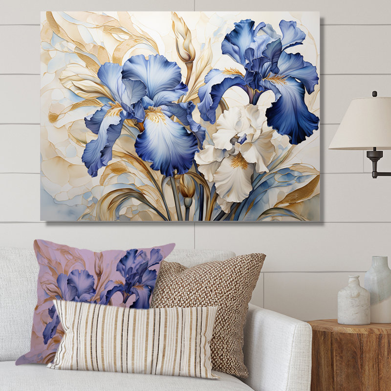 Minimalisme sérénade d'iris sur toile, Toile tendue, H 12 po x l 20 po x P 1 po