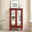 Vitrine 2 portes avec portes en verre trempé, panneau arrière en miroir