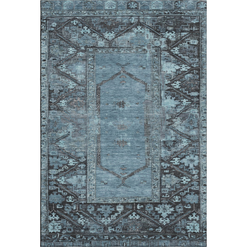 Premium Machine Washable Hooley AMF1727 Global Rug, Rectangle 3' x 5'