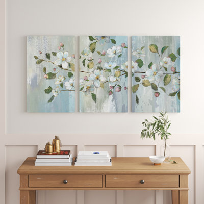 Painterly Blossoms - ensemble de 3 reproductions sur toiles tendues