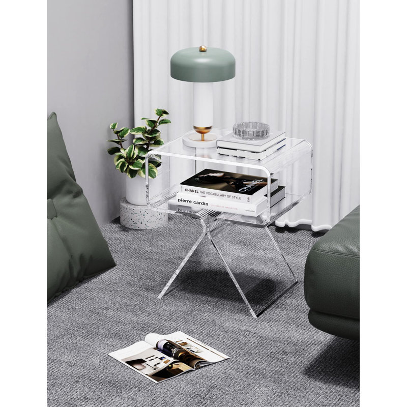 Clear Acrylic Modern Minimalist Nightstand Side Table