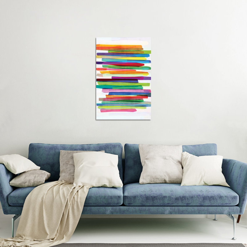 Impression de rayures colorées sur verre acrylique, H 24 po x l 16 po x P 0,25 po