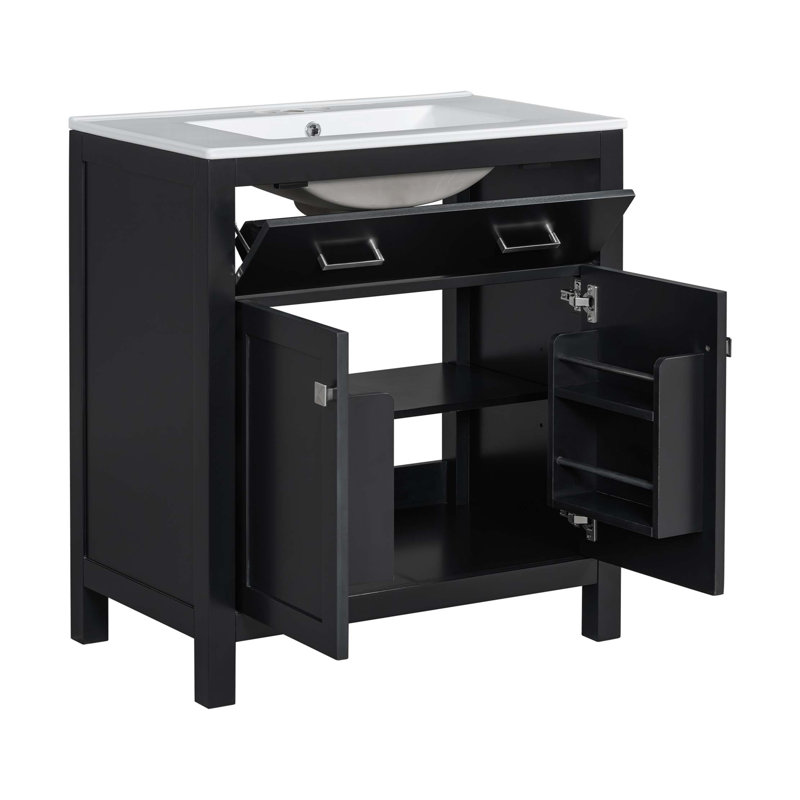 60" Modern Bathroom Vanity Set With Double Vanities (Separate), Double Ceramic Sinks, Adjustable Shelf, Soft Close Doors And Flip Drawer– Modern Bathroom Solution For Spacious Bathrooms