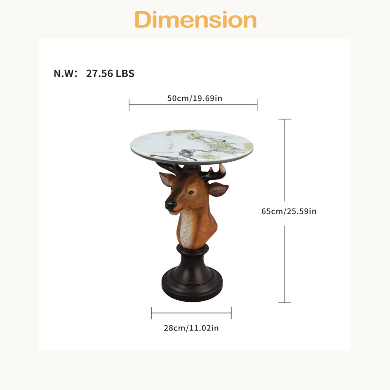 Table d'appoint avec tête de cerf et table d'appoint