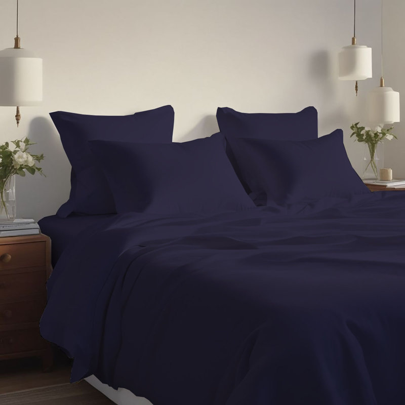 Hotel Luxurious Bamboo Blend Deep Pockets Breathable Cooling Bed Sheet Set 2000 Series, King Sheet Set + 4 Pillowcases