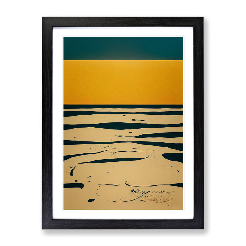 Beach Abstract No.3 - Single Picture Frame Print, 64cm H x 46cm W x 2cm D, Black Framed