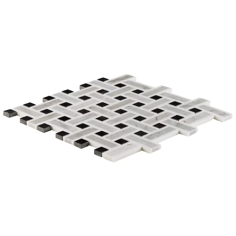 Twine 1x3 Basketweave Polished Marble Mosaic Tile