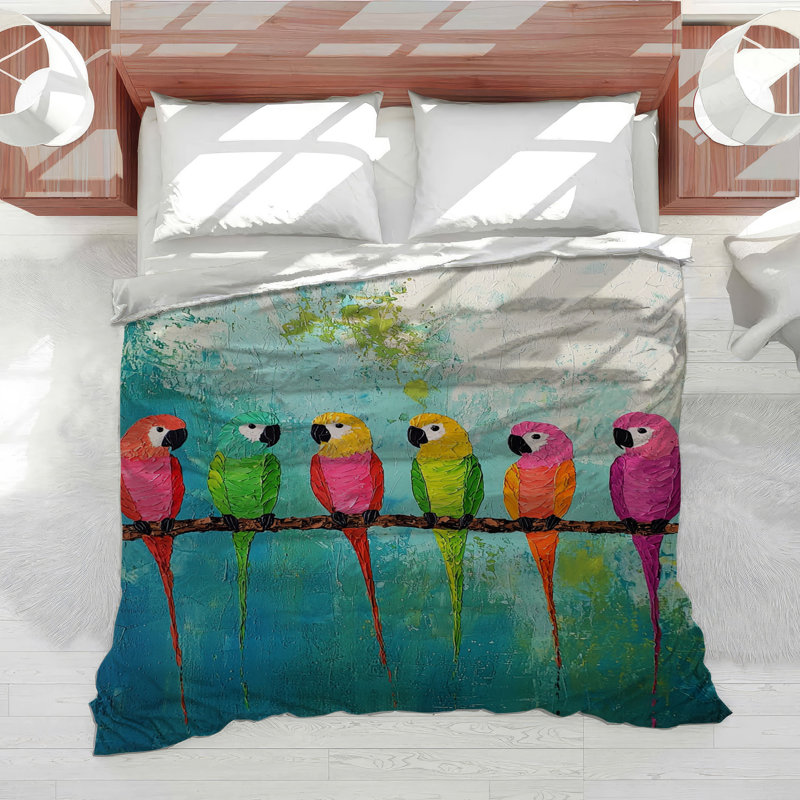 Parrots Bedding Birds Comforter Eclectic, Twin Comforter