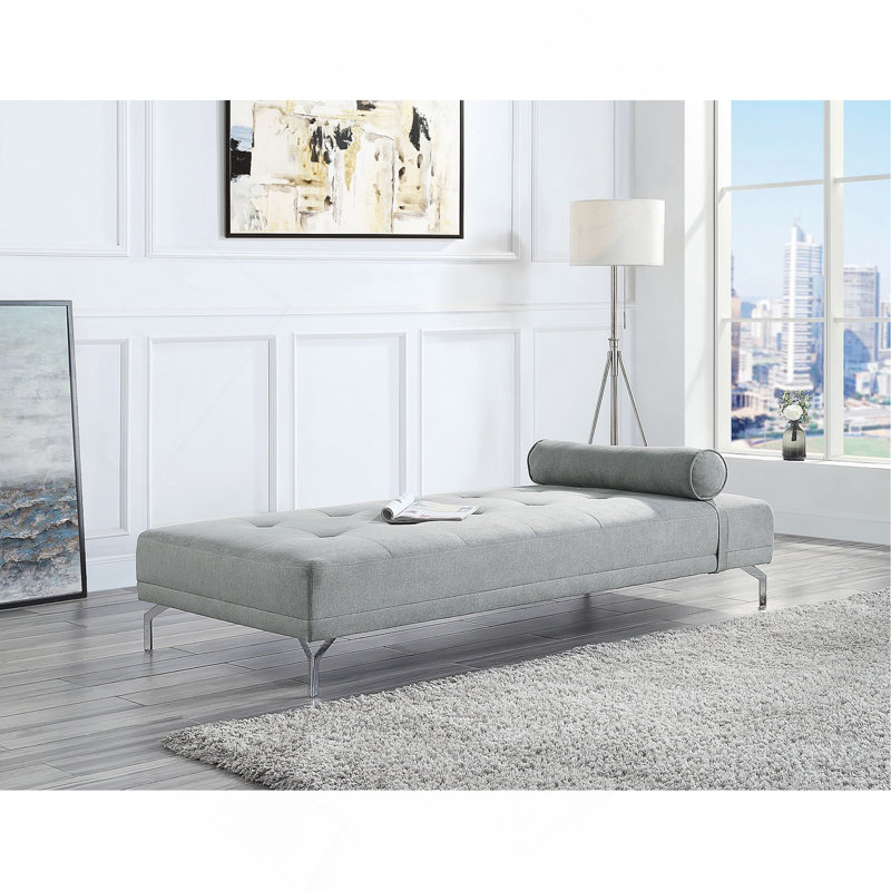 Canapé-lit en velours avec coussin Melange, gris