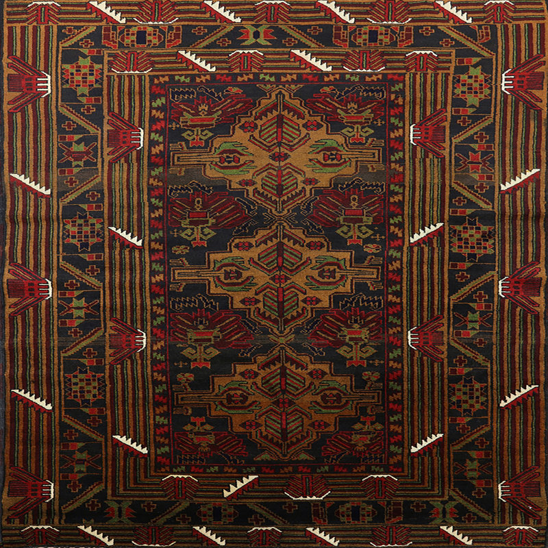 Wool Oriental Indoor Rug, Square 5'