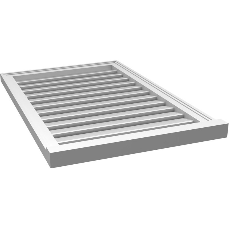 Évent à pignon fonctionnel en uréthane rectangulaire à fixation en surface, brun clair apprêté, H 36 po x l 24 po x P 2 po