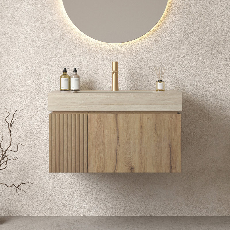 Meuble-lavabo 30 po avec lavabo, 30", Chêne blanc, Beige